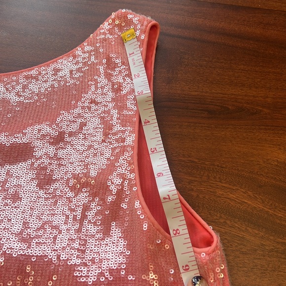 Lafayette 148 Coral Pink sequin top - Picture 4 of 7